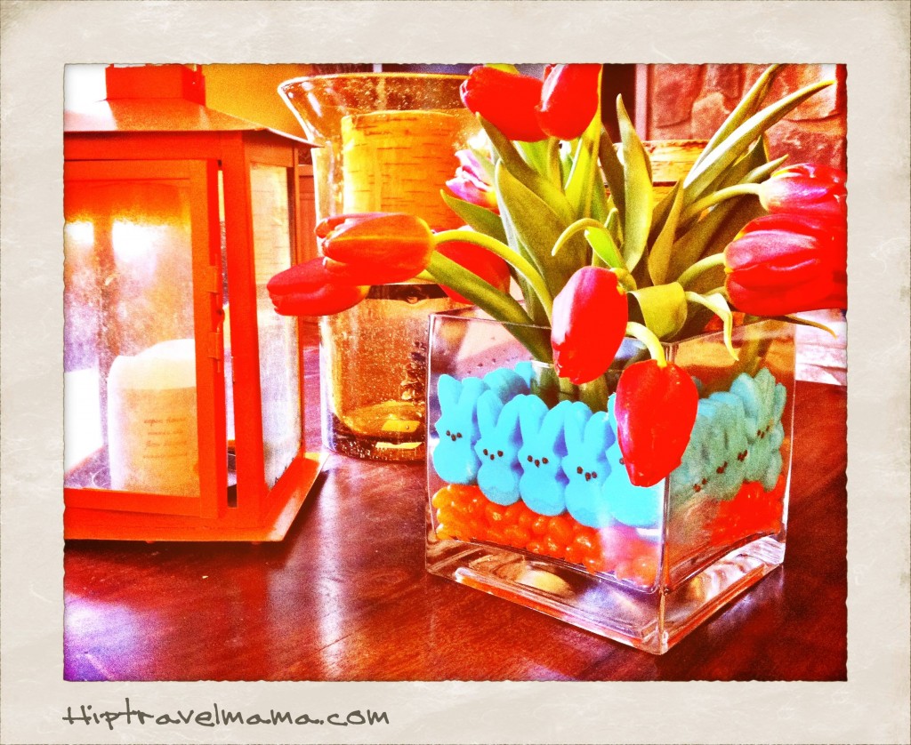 spring flowers with peeps