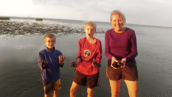 Mara with her sons in Chincoteague
