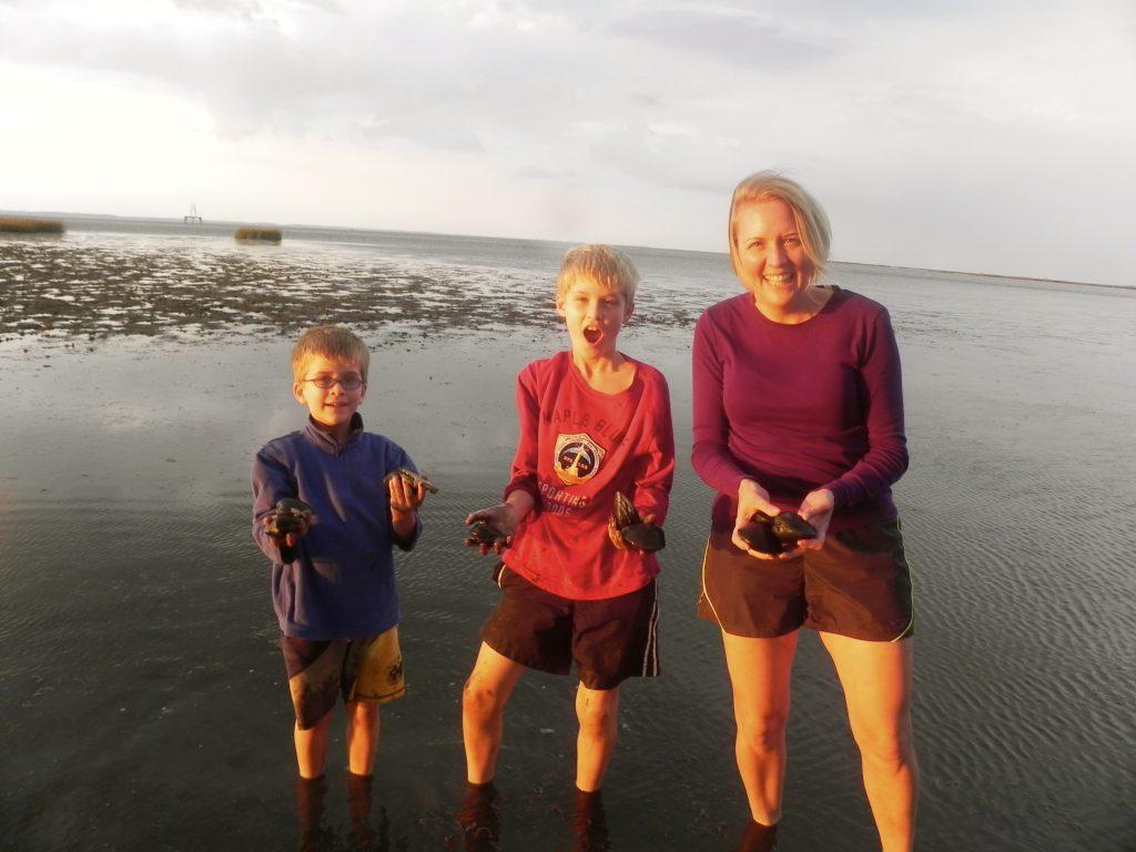 Mara with her sons in Chincoteague