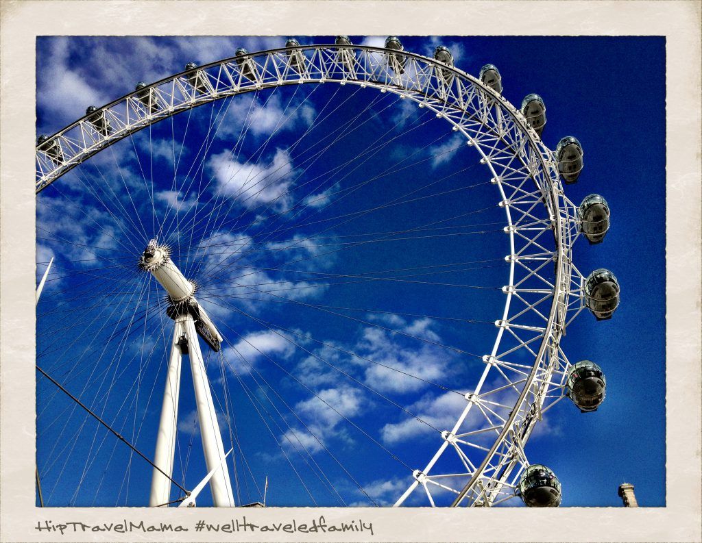 London Eye with blue sky