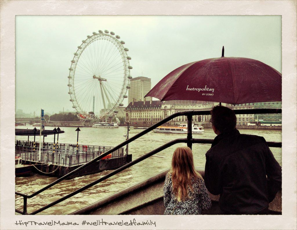 London Eye in rain