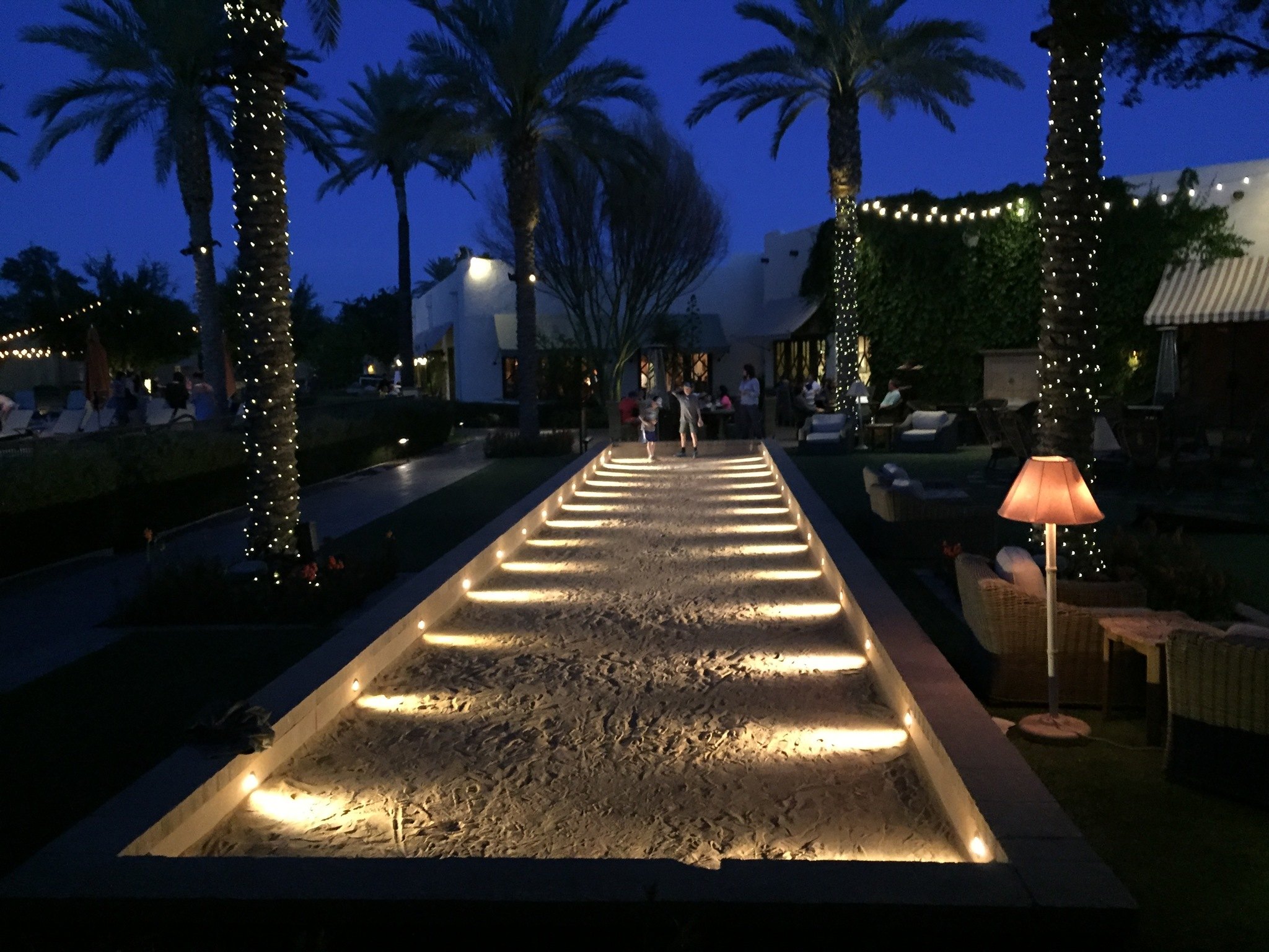 playing bocce ball at night