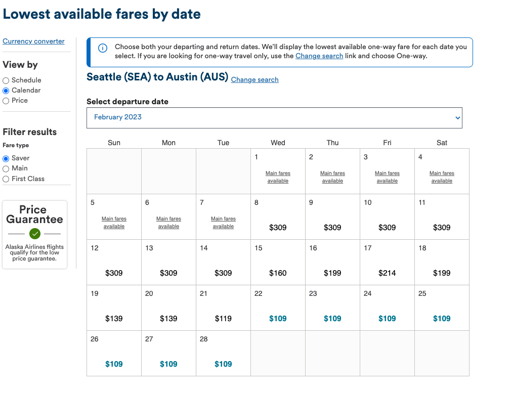 search for airfare february 2023