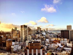 skyline of san francisco with alcatraz