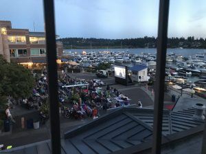 overlooking the outdoor movie night carillon point