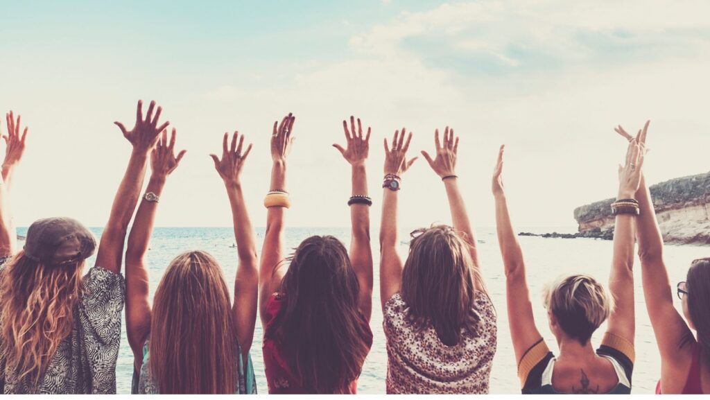 women feeling happy at all who wander retreat